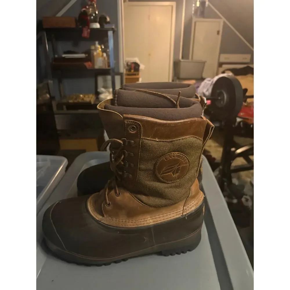 LaCrosse Insulated Brown Leather Rubber Duck Boots Men’s Size 13 Read